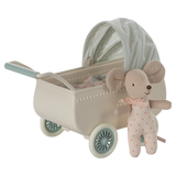 Maileg - Wózek z małą Myszką, mięta