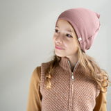 Minimalisma - Mięciutka czapka beanie z mieszanki jedwabiu i bawełny Bambi, Antique Rose