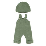 Miniland - Dzianinowy zestaw dla lalki 38cm – Kombinezon i czapka beanie