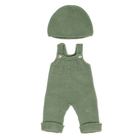 Miniland - Dzianinowy zestaw dla lalki 38cm – Kombinezon i czapka beanie