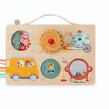 Lilliputiens - Drewniana tablica manipulacyjna walizka Pojazdy 12 m+