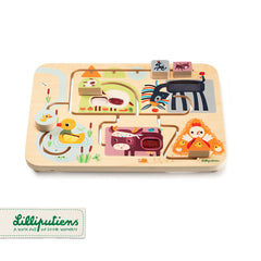 Lilliputiens - Drewniana tablica labirynt sensoryczny Farma 18 m+