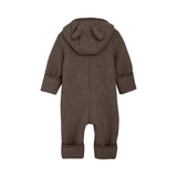 HUTTEliHUT - Kombinezon niemowlęcy z uszkami, wełna merino, Brown Melange