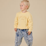 Goldie + Ace - Bluza Goldie Crew Lemon – haftowana, z miękkiej frotty bawełnianej