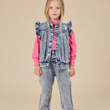 Goldie + Ace - Dziewczęca bluzka z haftem i bufiastymi rękawami