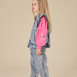 Goldie + Ace - Dziewczęca bluzka z haftem i bufiastymi rękawami