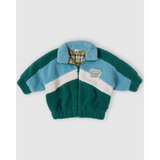 Goldie + Ace - Kurtka sherpa Frankie z bawełnianą podszewką, teal/cream/dark jade