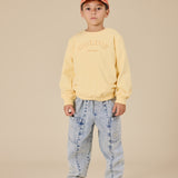 Goldie + Ace - Bluza Goldie Crew Lemon – haftowana, z miękkiej frotty bawełnianej