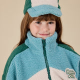 Goldie + Ace - Kurtka sherpa Frankie z bawełnianą podszewką, teal/cream/dark jade