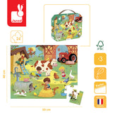 Janod - Puzzle w walizce Dzień na farmie 24 elementy 3+