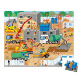 Janod - Puzzle w walizce Plac budowy 36 elementów 4+
