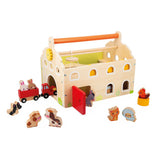 Janod - Drewniana farma z otwieranym dachem i figurkami 2+