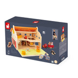 Janod - Drewniana farma z otwieranym dachem i figurkami 2+