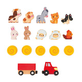 Janod - Drewniana farma z otwieranym dachem i figurkami 2+