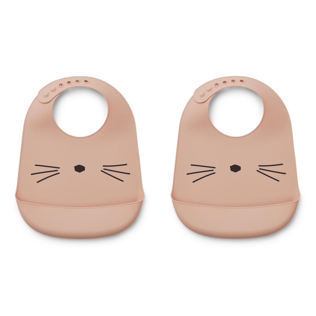 Liewood - Silikonowy śliniak z kieszonką Tilda 2-pak Cat rose
