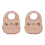 Liewood - Silikonowy śliniak z kieszonką Tilda 2-pak Cat rose