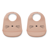 Liewood - Silikonowy śliniak z kieszonką Tilda 2-pak Cat rose