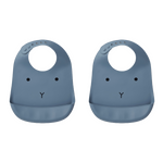 Liewood - Silikonowy śliniak z kieszonką Tilda 2-pak Rabbit blue wave