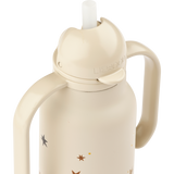 Liewood - Butelka / bidon stalowy ze słomką z dwoma uchwytami Kimmie 250 ml Star bright / Sandy