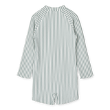Liewood - Kostium kąpielowy z długim rękawem Max w paski Sea blue/white