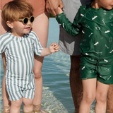 Liewood - Kostium kąpielowy z długim rękawem Max w paski Sea blue/white