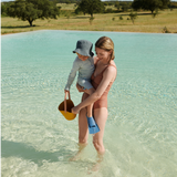 Liewood - Kostium kąpielowy z długim rękawem Max w paski Sea blue/white