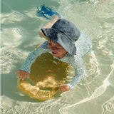 Liewood - Kostium kąpielowy z długim rękawem Max w paski Sea blue/white