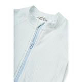 Liewood - Kostium kąpielowy z krótkim rękawem Max Seersucker Pure sky / Creme de la creme