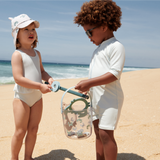 Liewood - Kostium kąpielowy z krótkim rękawem Max Seersucker Pure sky / Creme de la creme