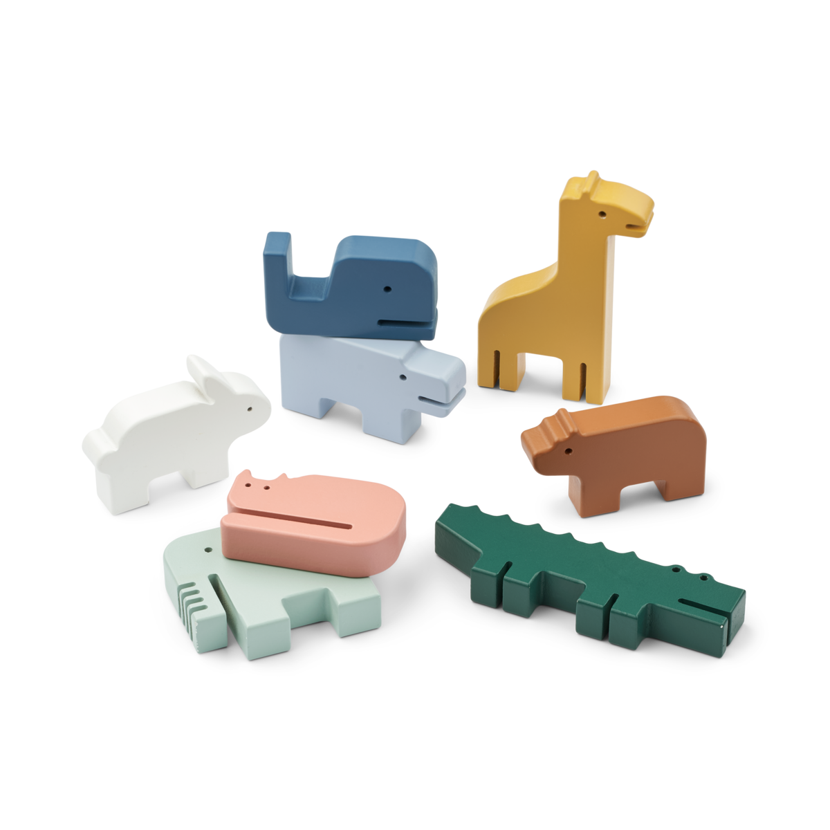 Liewood - Zestaw drewnianych zwierzątek do układania konstrukcji
