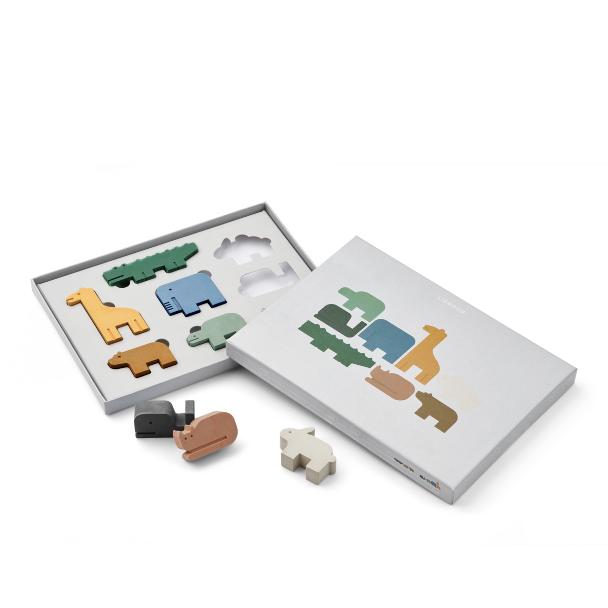 Liewood - Zestaw kredy do rysowania w kształcie zwierzątek Vesa 9-pak