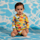 Halcyon Nights - Niemowlęcy kostium kąpielowy z długim rękawem Chomp chomp
