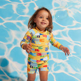 Halcyon Nights - Niemowlęcy kostium kąpielowy z długim rękawem Chomp chomp