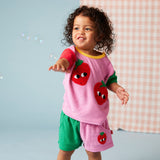 Halcyon Nights - Miękkie szorty z aplikacją z frotte Terry Cherry