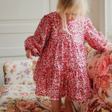 Konges Slojd - Sukienka cekinowa Lila z bufiastymi rękawami, sparkling sangria