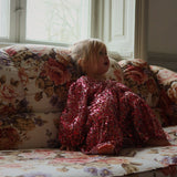 Konges Slojd - Sukienka cekinowa Lila z bufiastymi rękawami, sparkling sangria