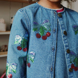 Konges Slojd - Kurtka jeansowa Magot z cekinowymi kokardami, amarena sequin