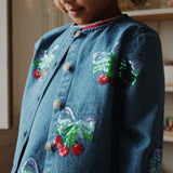 Konges Slojd - Kurtka jeansowa Magot z cekinowymi kokardami, amarena sequin