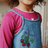 Konges Slojd - Sukienka jeansowa Magot z cekinowymi kokardami, amarena sequin