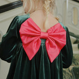 Konges Slojd - Sukienka welurowa z kokardą Gia, Pine Grove