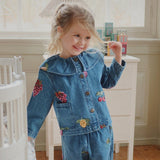 Konges Slojd - Kurtka jeansowa Magot z cekinowymi owocami, vitamins