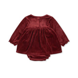 Konges Slojd - Świąteczna sukienka niemowlęca z body z miękkiego weluru