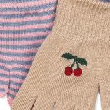 Konges Slojd – Ciepłe rękawiczki Filla, Cherry/stripe