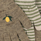 Konges Slojd – Ciepłe rękawiczki Filla, Lemon/stripe