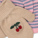 Konges Slojd – Ciepłe rękawiczki Filla, Cherry/stripe