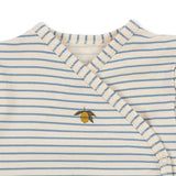 Konges Slojd - Body kopertowe z długim rękawem z bawełny organicznej, stripe bluie