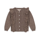 Konges Slojd – Kardigan z falbankami z miękkiej wełny merino Fiol