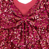 Konges Slojd - Sukienka cekinowa Lila z bufiastymi rękawami, sparkling sangria