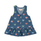 Konges Slojd - Sukienka jeansowa z bawełny organicznej Magot, bon coeur coloré