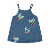 Konges Slojd - Sukienka jeansowa Magot z cekinowymi kokardami, amarena sequin